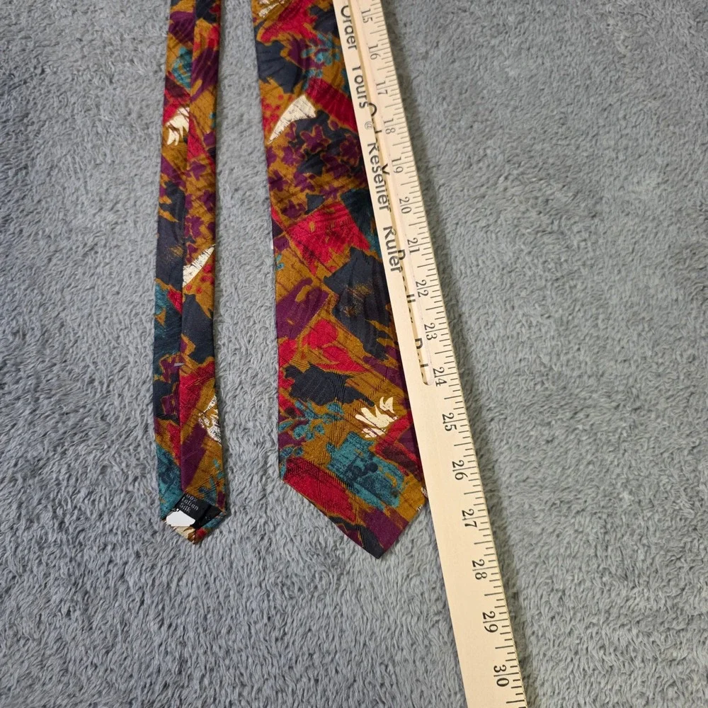 Mario Valentino Mens OS‎ Necktie Multicolor Abstract Geometric Italian Silk Tie